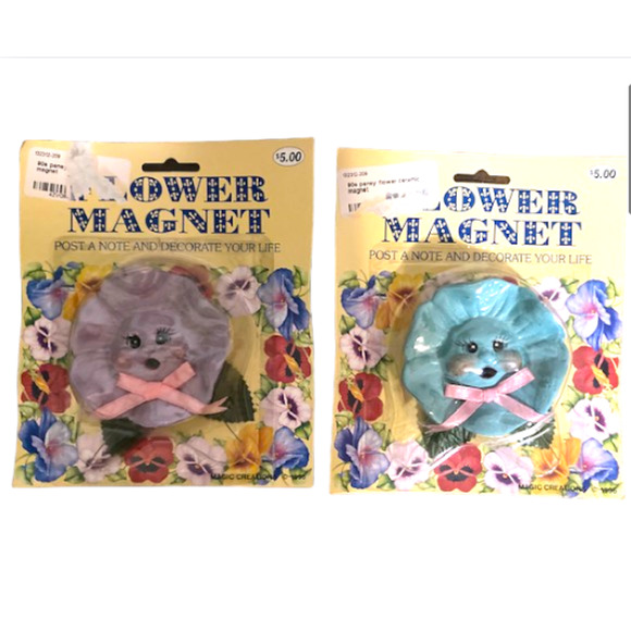 unknown Other - Vintage 90's FLOWER Magnets - Kitschy Magnetic Flowers - 2 Piece Set